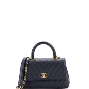 Chanel Mini Coco Top Handle Bag Chevron Caviar